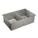 Moen Brushed Stainless Steel 31 x 20 in. No Hole Stainless Steel Double Bowl Undermount Kitchen Sink 