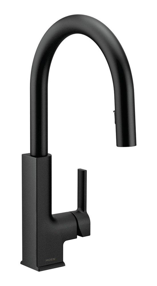 Moen Matte Black Single Handle Pull Down Kitchen Faucet with Power Clean and Reflex Technology 