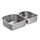 34-1/4 x 20 in. No Hole Stainless Steel Double Bowl Undermount Kitchen Sink in Brushed Stainless Steel