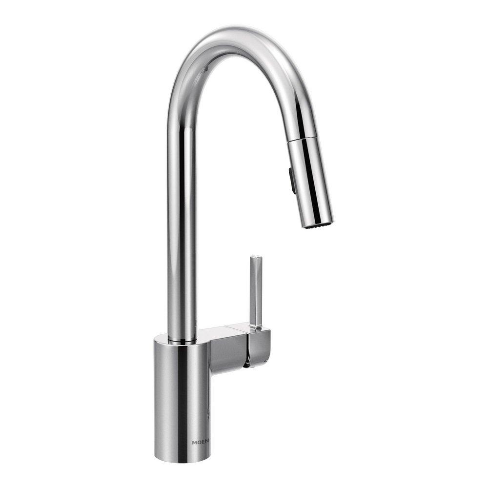 Moen Polished Chrome Single Handle Pull Down Kitchen Faucet with Power Clean and Reflex Technology 
