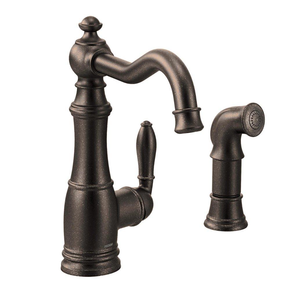 Moen Oil Rubbed Bronze Single Handle Kitchen Faucet with Side Spray 