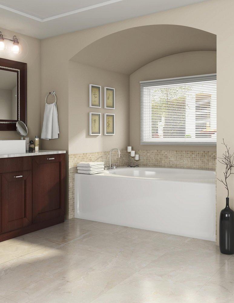 JACUZZI&reg; White 60 x 42 in. 6-Jet Acrylic Oval in Rectangle Skirted Whirlpool Bathtub with Left Drain and Manual On or Off 