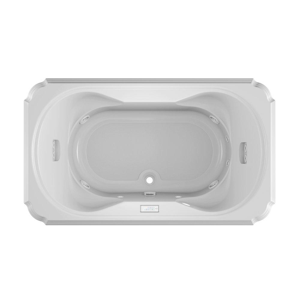 JACUZZI&reg; White 60 x 60 in. 6-Jet Acrylic Corner Drop-In Whirlpool Bathtub with Center Drain and Manual On or Off 