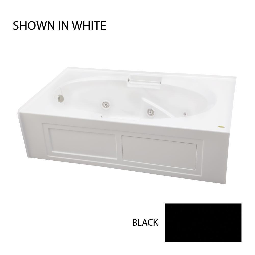 JACUZZI&reg; Black 72 x 42 in. Acrylic Rectangle Skirted Whirlpool Bathtub with Right Drain and J2 Basic Control 