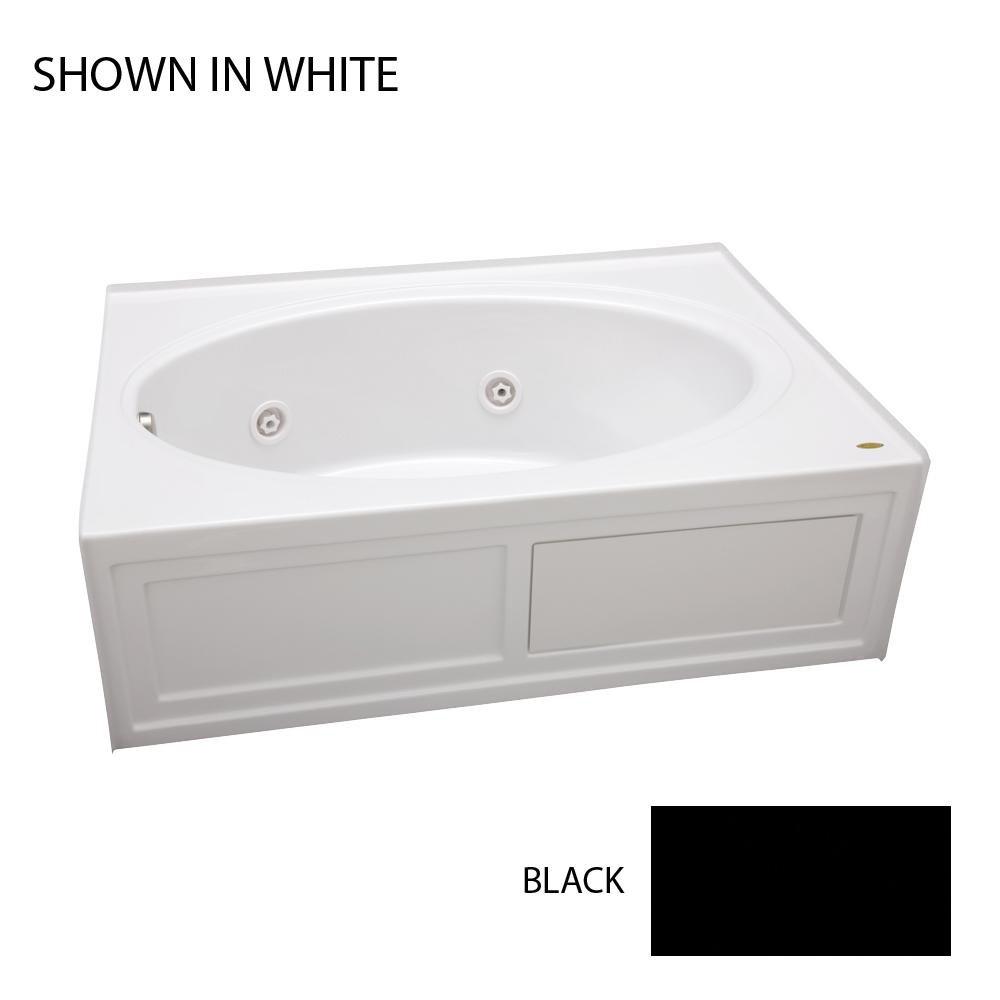JACUZZI&reg; Black 60 x 42 in. Acrylic Rectangle Skirted Whirlpool Bathtub with Right Drain and J2 Basic Control 