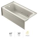 60 x 30 in. 6-Jet Acrylic Rectangle Skirted Whirlpool Bathtub with Left Drain and Manual On or Off in Oyster