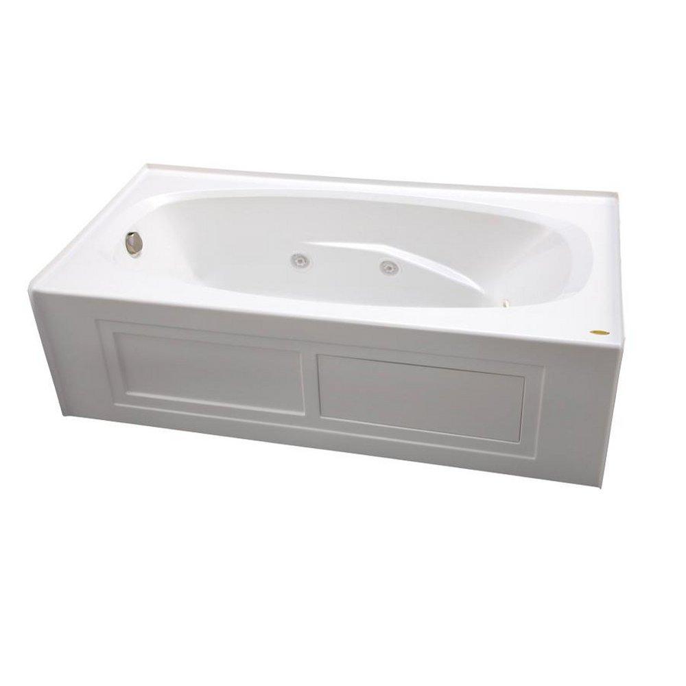 JACUZZI&reg; White 72 x 36 in. Whirlpool Drop-In Bathtub with End Drain 