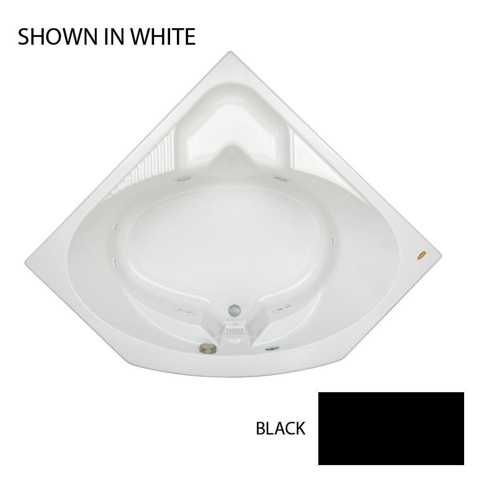 JACUZZI&reg; Black 55 x 55 in. 8-Jet Acrylic Corner Drop-In Whirlpool Bathtub with Center Drain and J2 Basic Control 