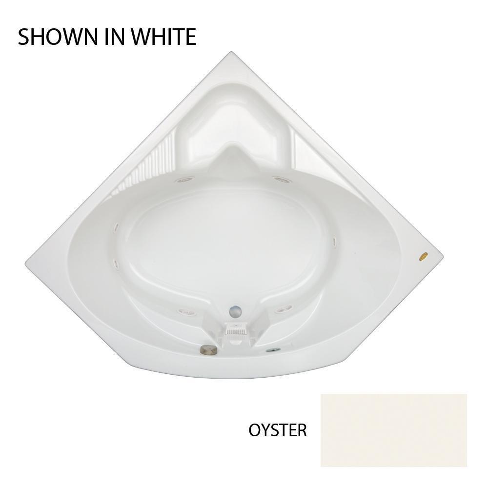 JACUZZI&reg; White 55 x 55 in. 8-Jet Acrylic Corner Drop-In Whirlpool Bathtub with Center Drain and J2 Basic Control 