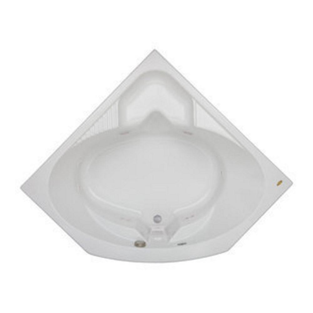 JACUZZI&reg; White 55 x 55 in. 8-Jet Acrylic Corner Drop-In Whirlpool Bathtub with Center Drain and J2 Basic Control 
