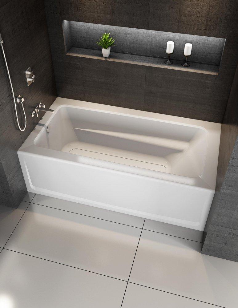 JACUZZI&reg; White 60 x 30 in. 6-Jet Acrylic Rectangle Skirted Whirlpool Bathtub with Right Drain and Manual On or Off 