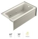 60 x 30 in. 6-Jet Acrylic Rectangle Skirted Whirlpool Bathtub with Right Drain and Manual On or Off in Oyster