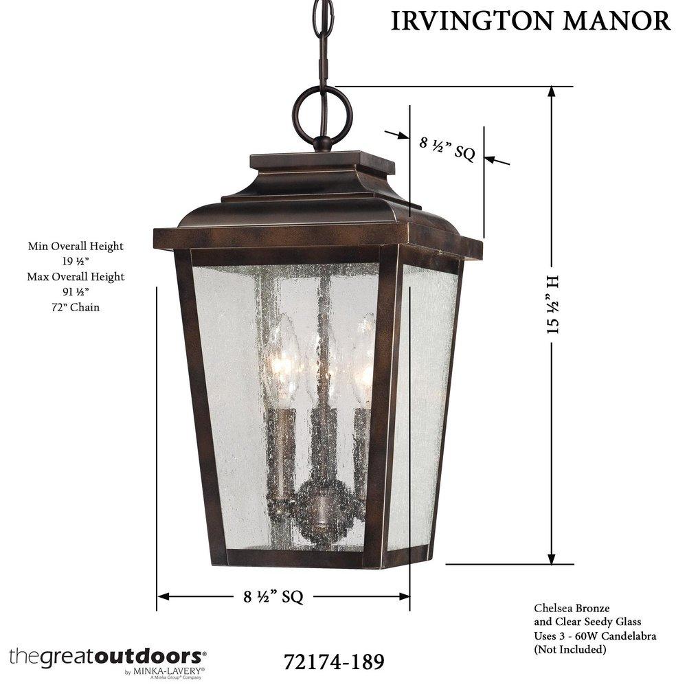 Minka Chelsea Bronze&trade; 15-1/2 in. 60W 3-Light Outdoor Chain Hung Lantern 