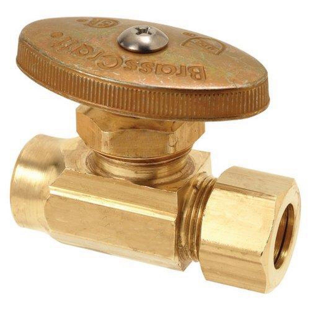 BrassCraft Rough Brass 1/2 in. Sweat x OD Compression Knurled Oval Handle Straight Supply Stop Valve 