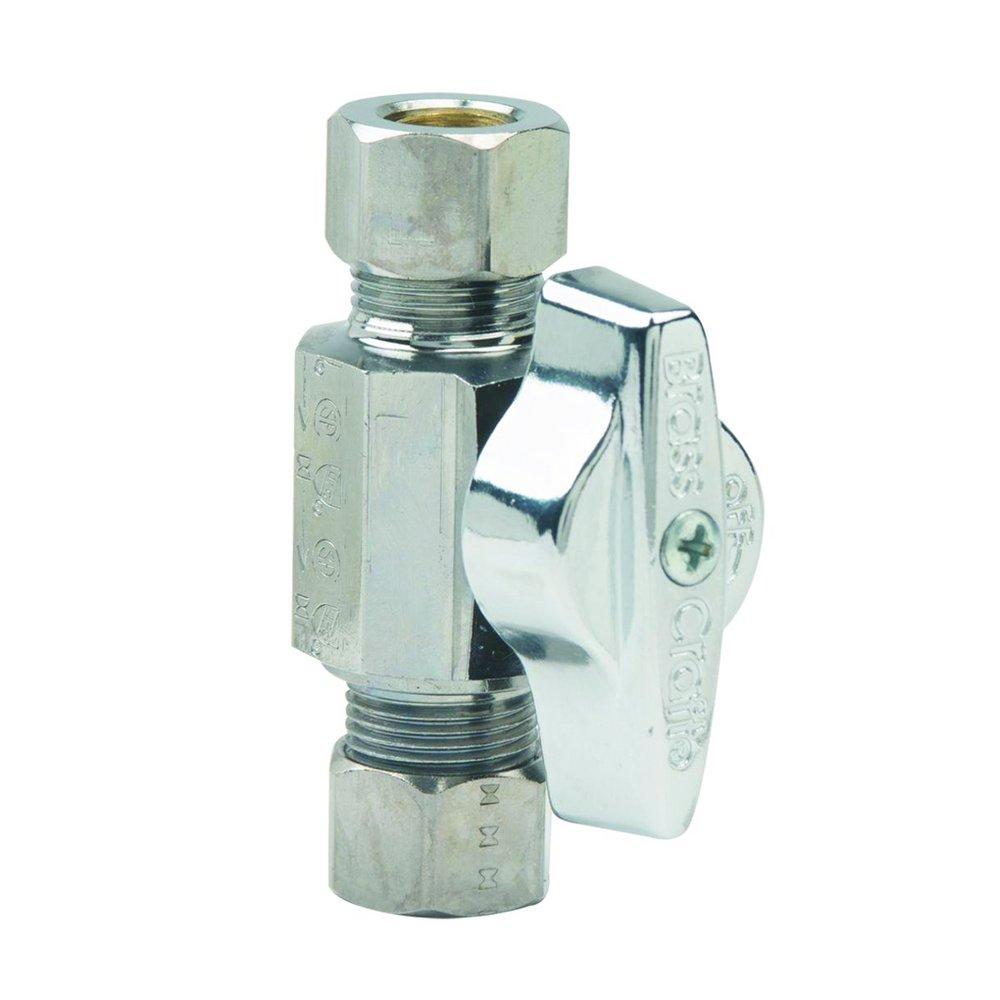 BrassCraft Chrome Plated Compression x OD Compression Lever Handle Straight Supply Stop Valve in Chrome Plated 