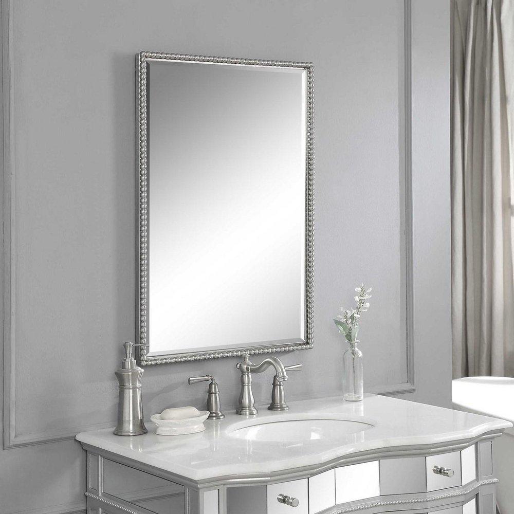 Uttermost Company Brushed Nickel 2 x 21 in. Vanity Mirror Rectangular in Brushed Nickel 