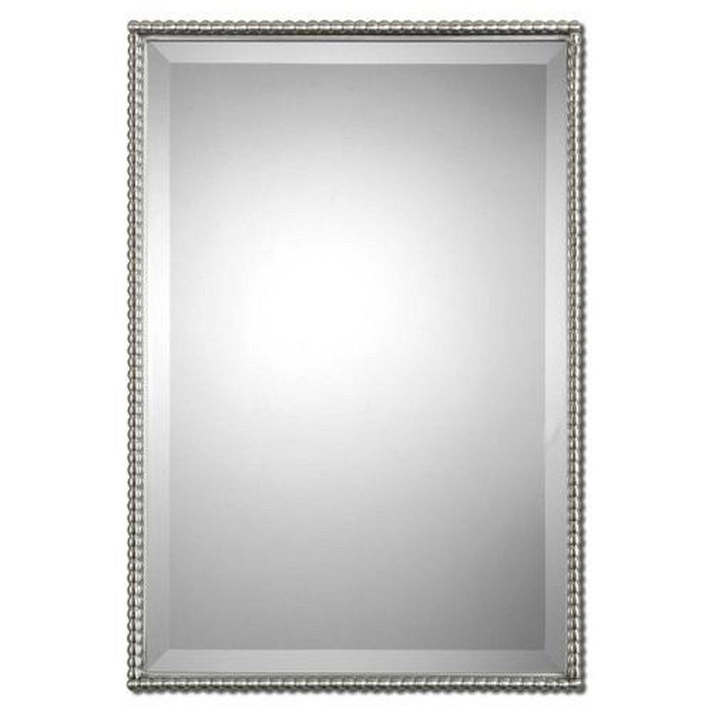 Uttermost Company Brushed Nickel 21 in. Rectangular Beveled Mirror in Brushed Nickel 