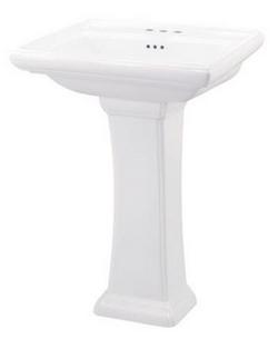 27-3/8 in. Square Vitreous China Pedestal Bathroom Sink in White