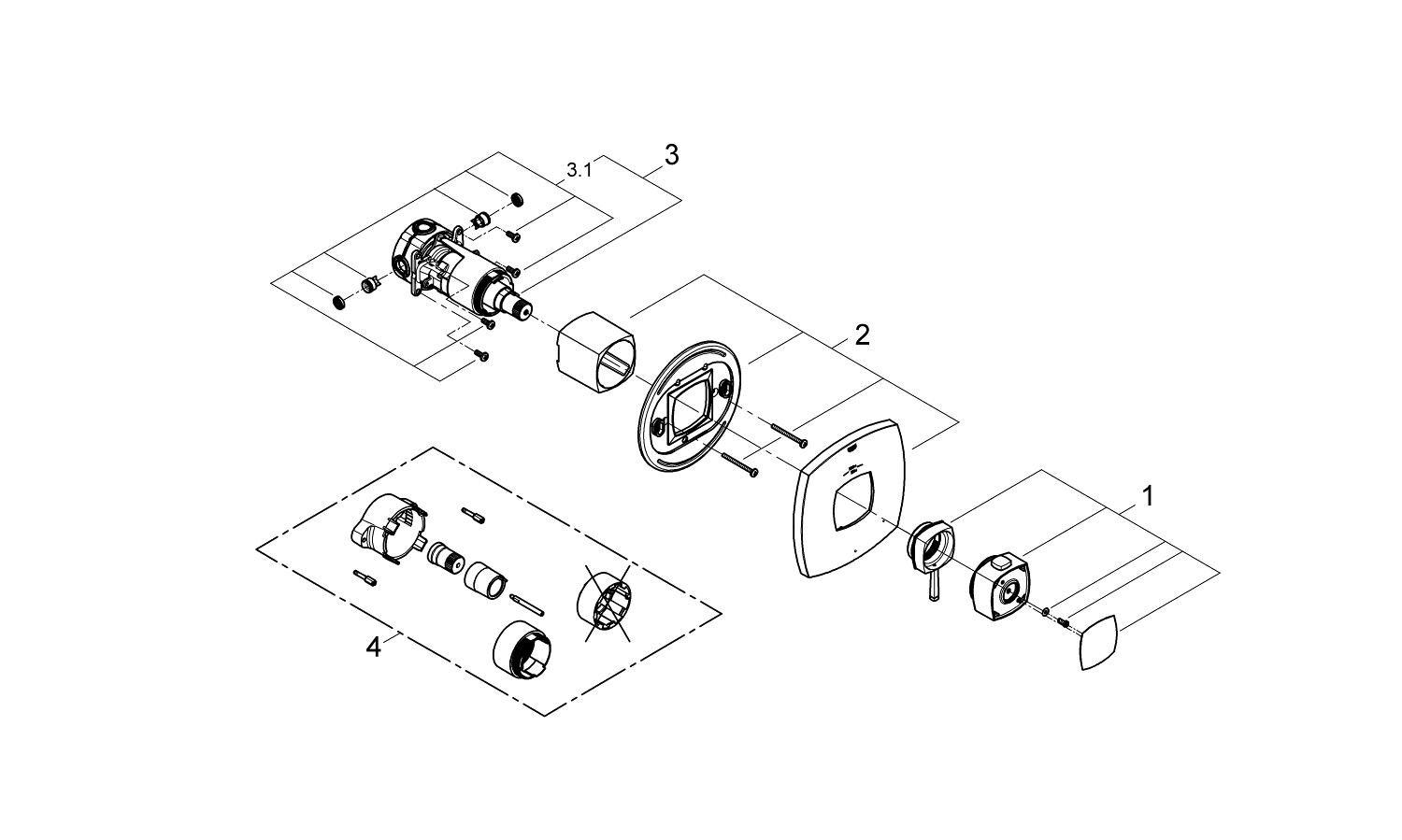 GROHE StarLight&reg; Chrome 1-Function Thermostatic Trim with Control Module 