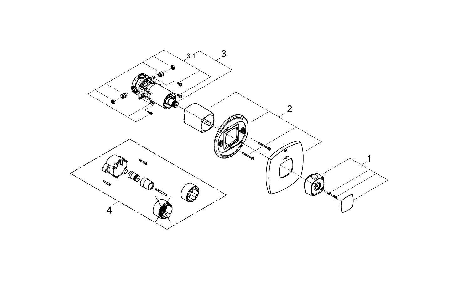 GROHE StarLight&reg; Brushed Nickel Custom Shower Thermostatic Trim with Control Module 