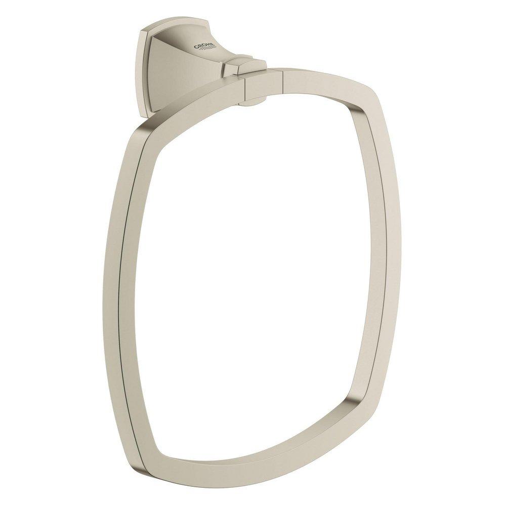 GROHE StarLight&reg; Brushed Nickel Rectangular Closed Towel Ring 