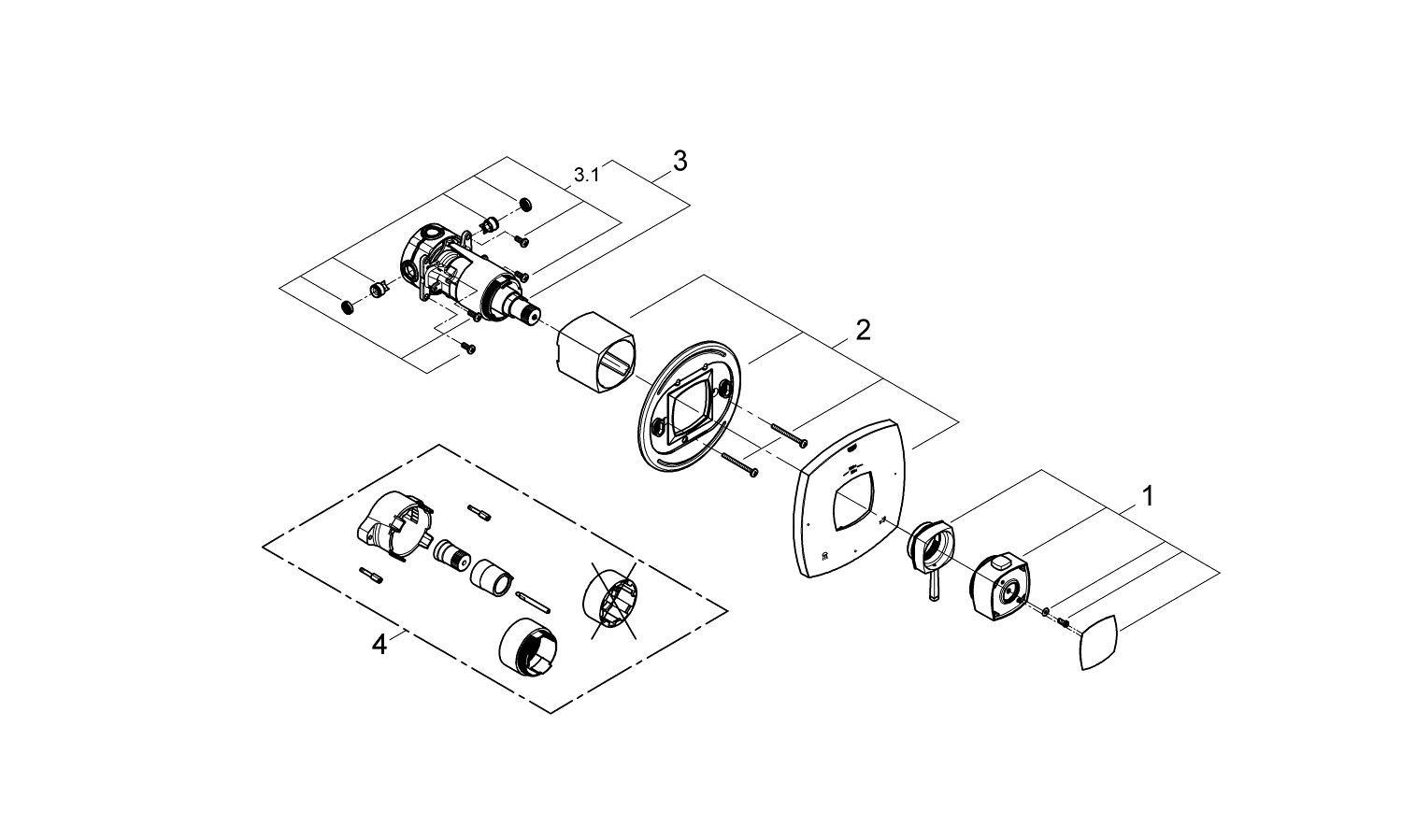 GROHE StarLight&reg; Brushed Nickel 2-Function Thermostatic Trim with Control Module 