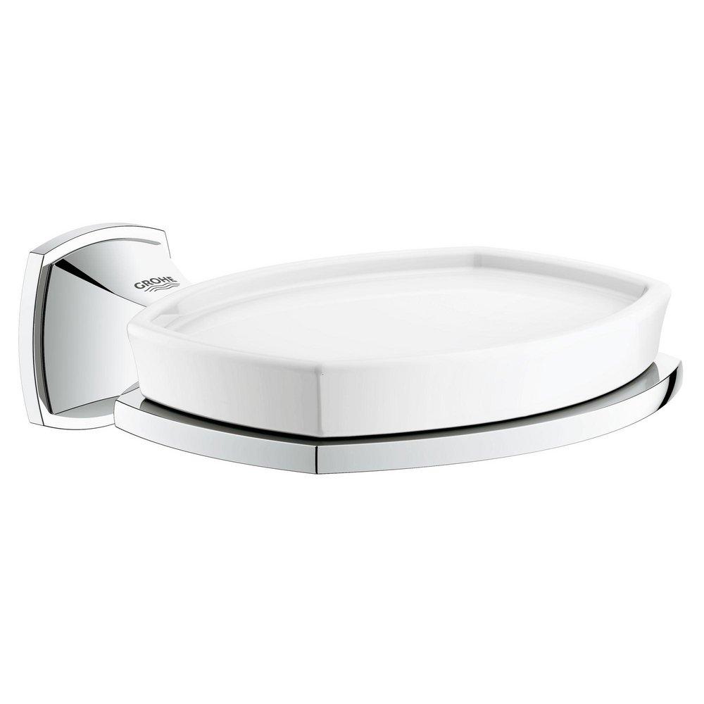 GROHE Polished Chrome Ceramic Soap Dish with Holder 