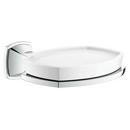 Ceramic Soap Dish with Holder in Polished Chrome