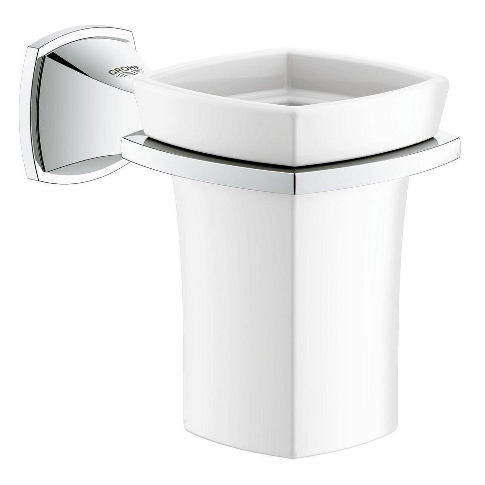 GROHE StarLight&reg; Chrome Wall Mount Holder with Ceramic Tumbler 