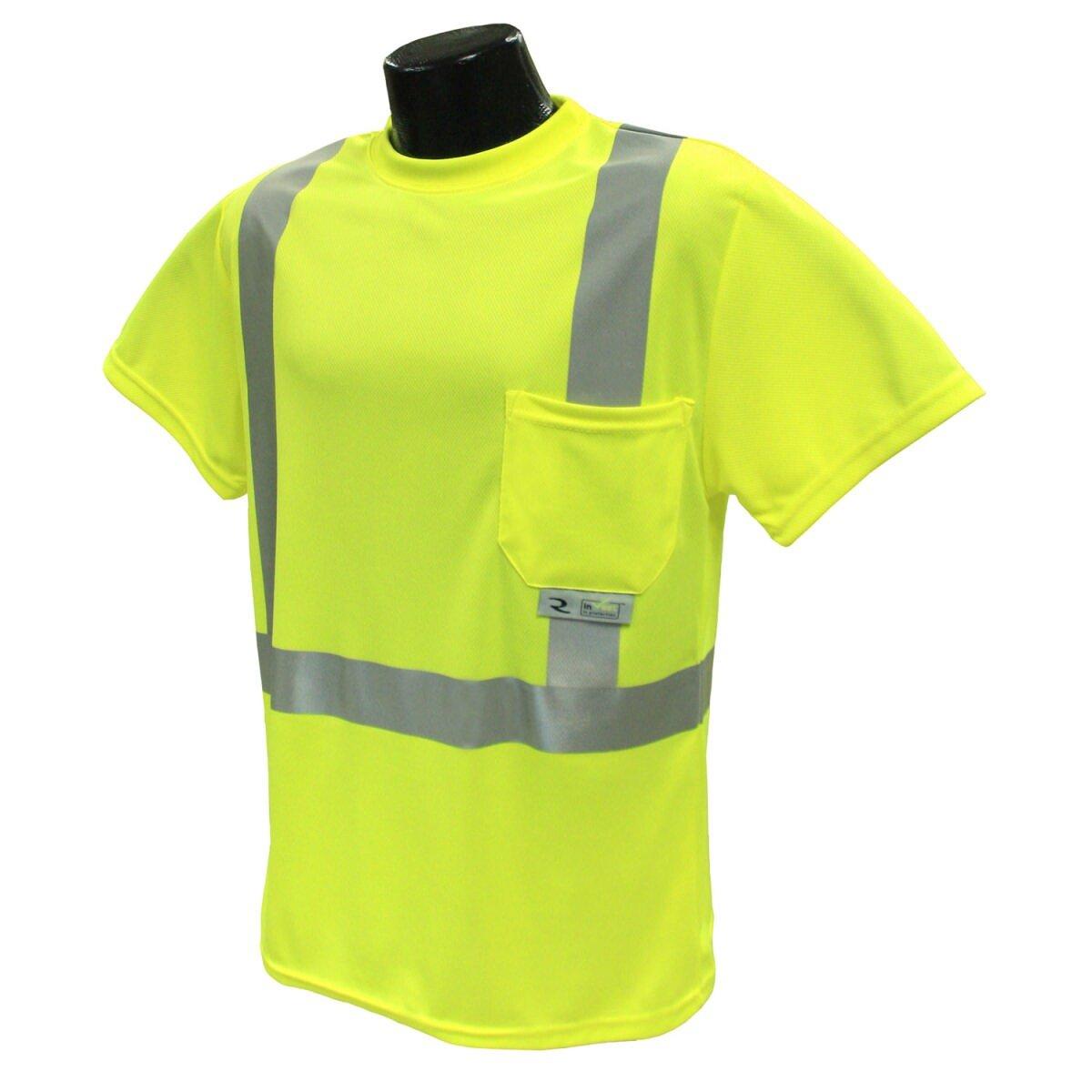 Radians Hi-Viz Green Birdseye Mesh and Plastic T-Shirt with Moisture Wicking in Hi-viz Green 