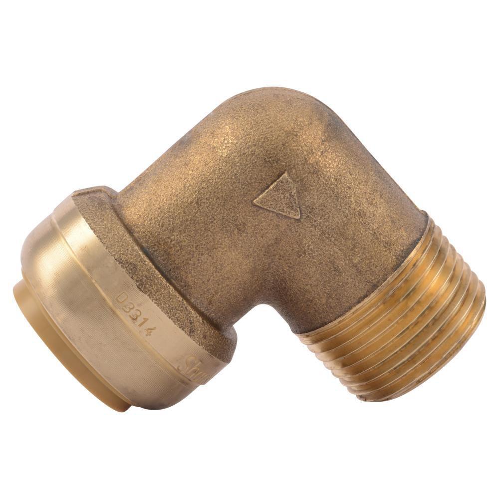 SharkBite® Natural Brass Push x MNPT Brass 90 Degree Elbow 