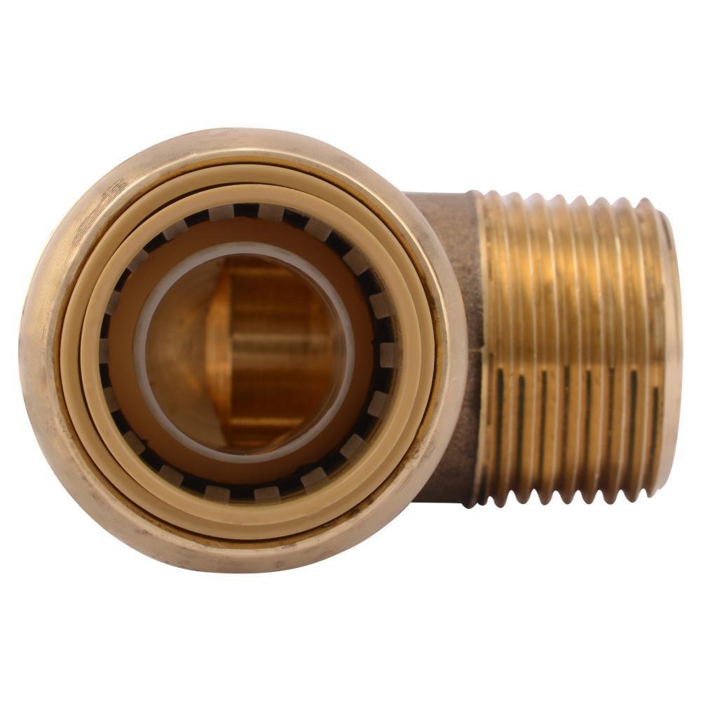SharkBite® Natural Brass Push x MNPT Brass 90 Degree Elbow 