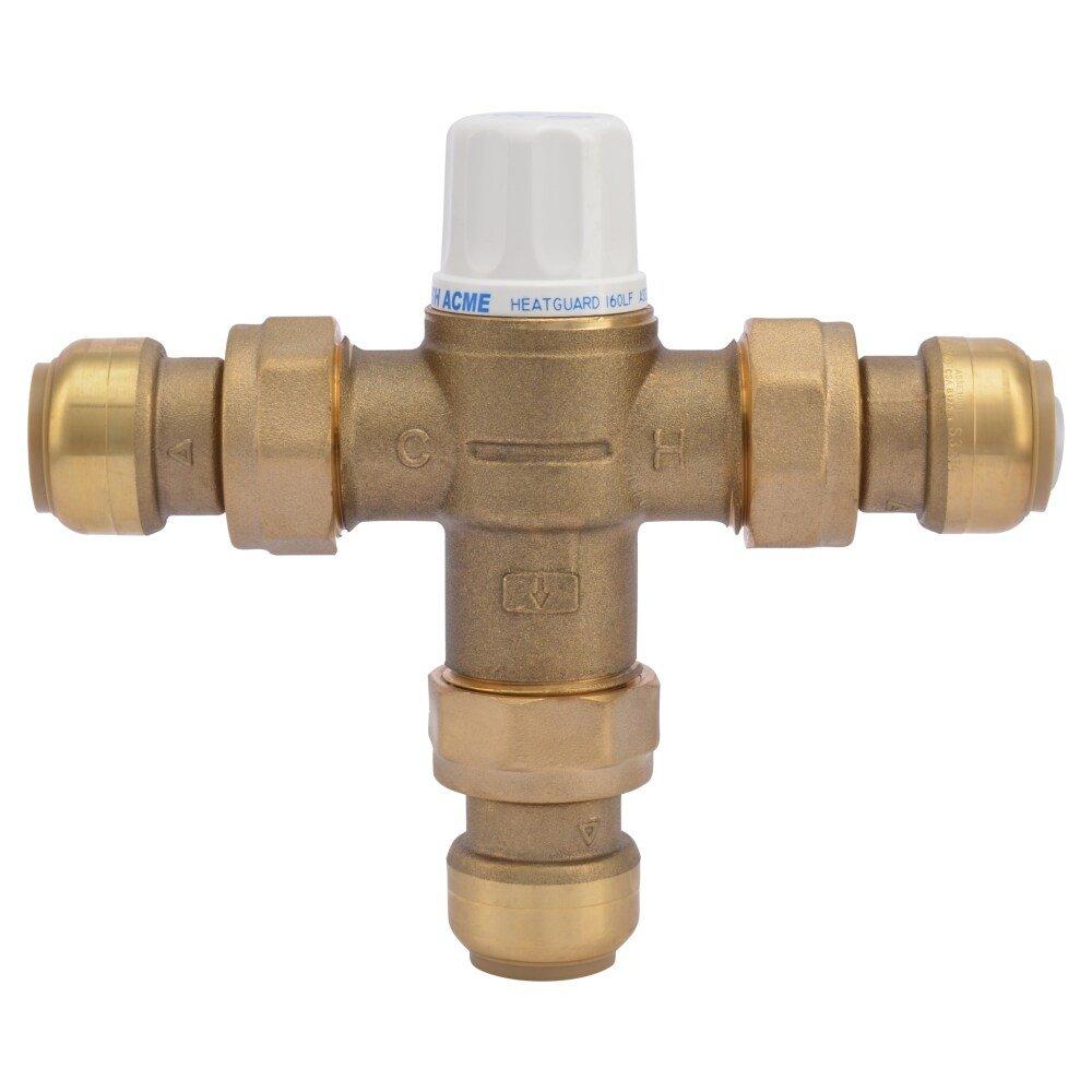 SharkBite&reg; Natural Brass Thermostatic Mixing Valve with Connector 