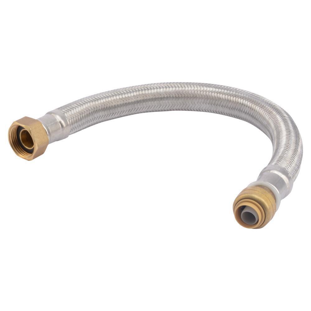 SharkBite&reg; Stainless Steel 3/4 x 1/2 in. Flexible Braided Stainless Steel Water Heater Supply Connector 