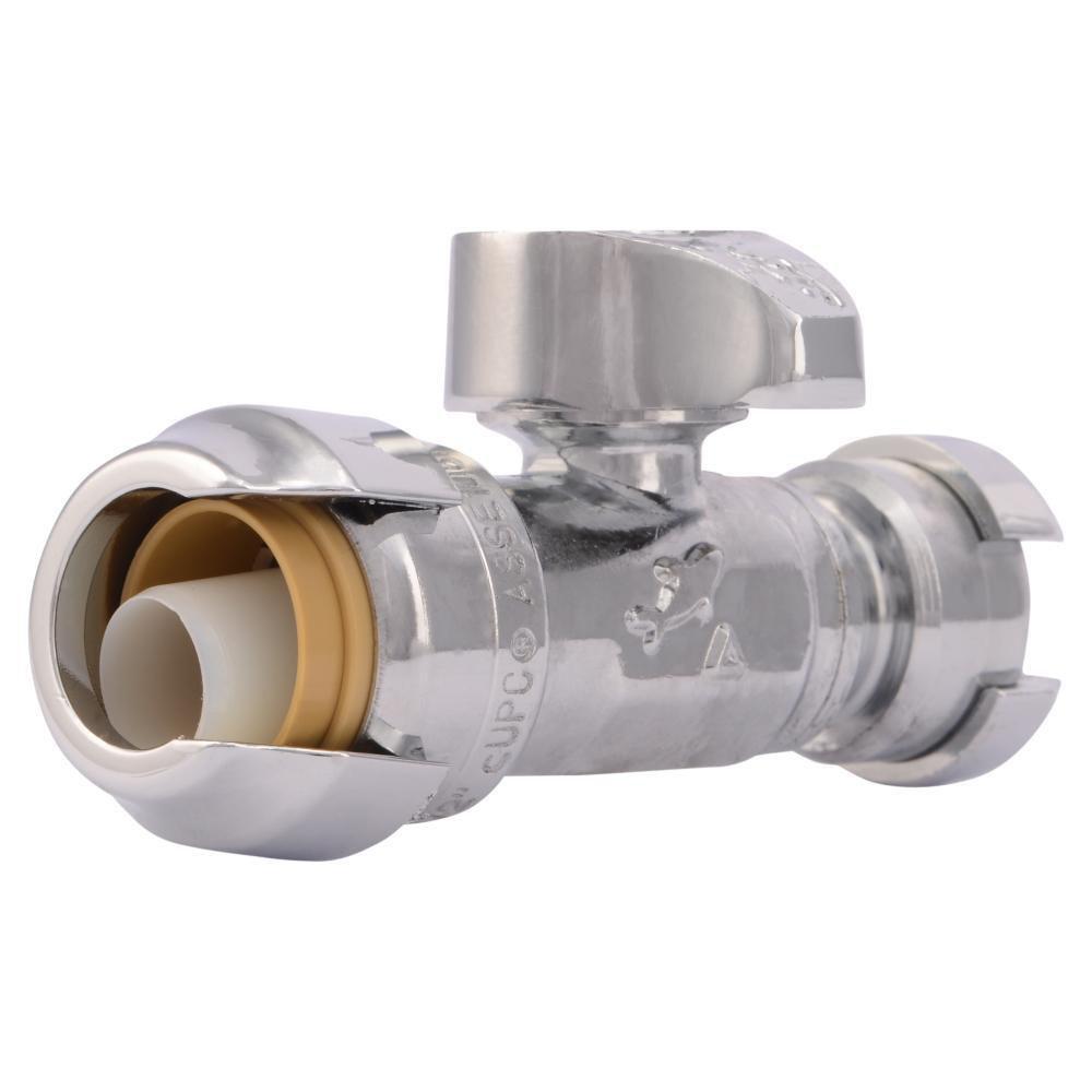 SharkBite&reg; Chrome Straight Supply Stop Valve in Polished Chrome 