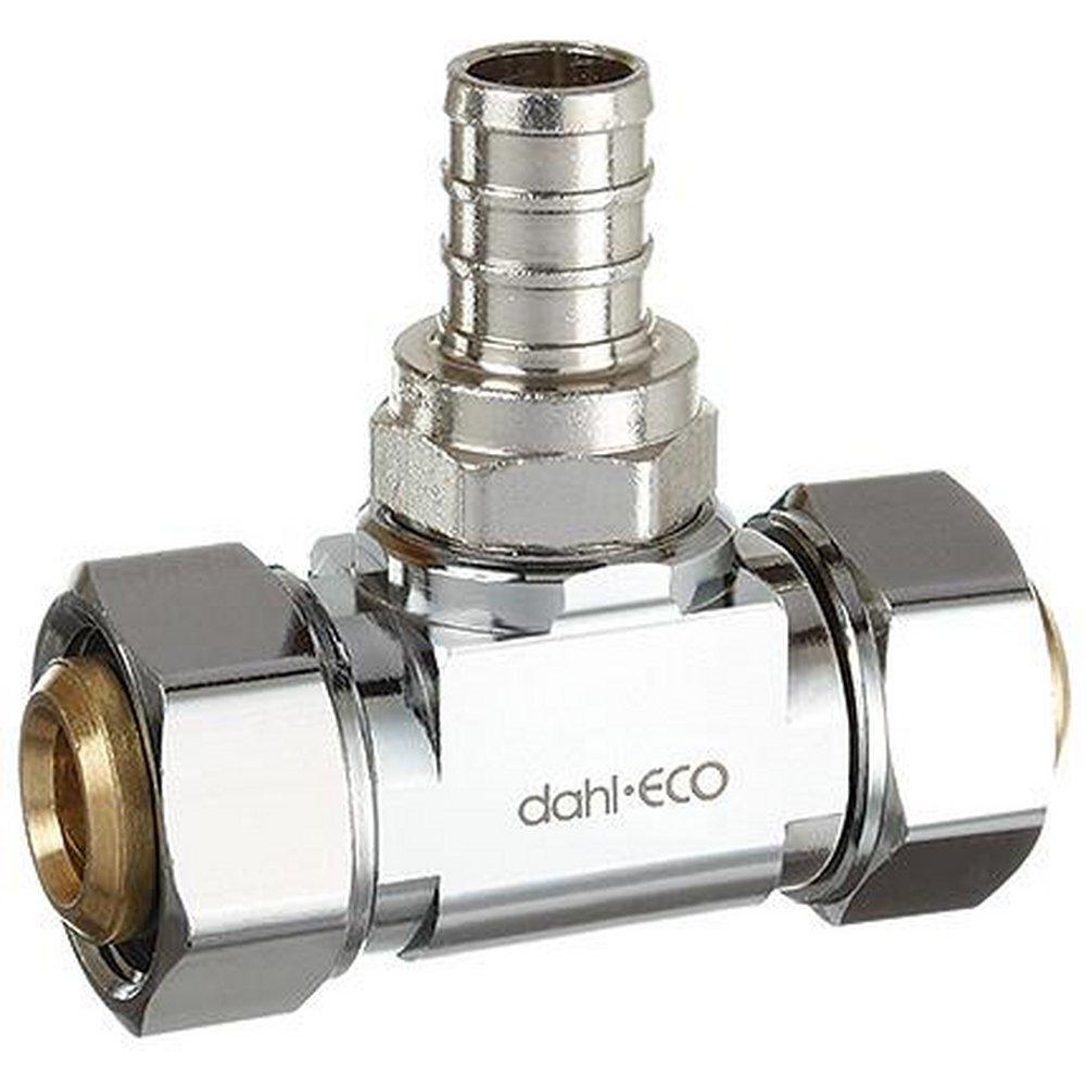 dahl Valve Chrome Plated Chrome PEX Crimp x Compression x Compression Tee 