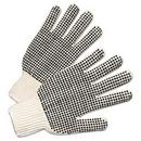 PVC-Dotted String Knit Gloves in Natural White and Black