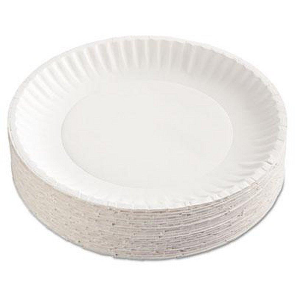 AJM White Paper Plate with Green Label in White (Case of 100) 