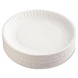 9 in. Paper Plate with Green Label in White (Case of 100)