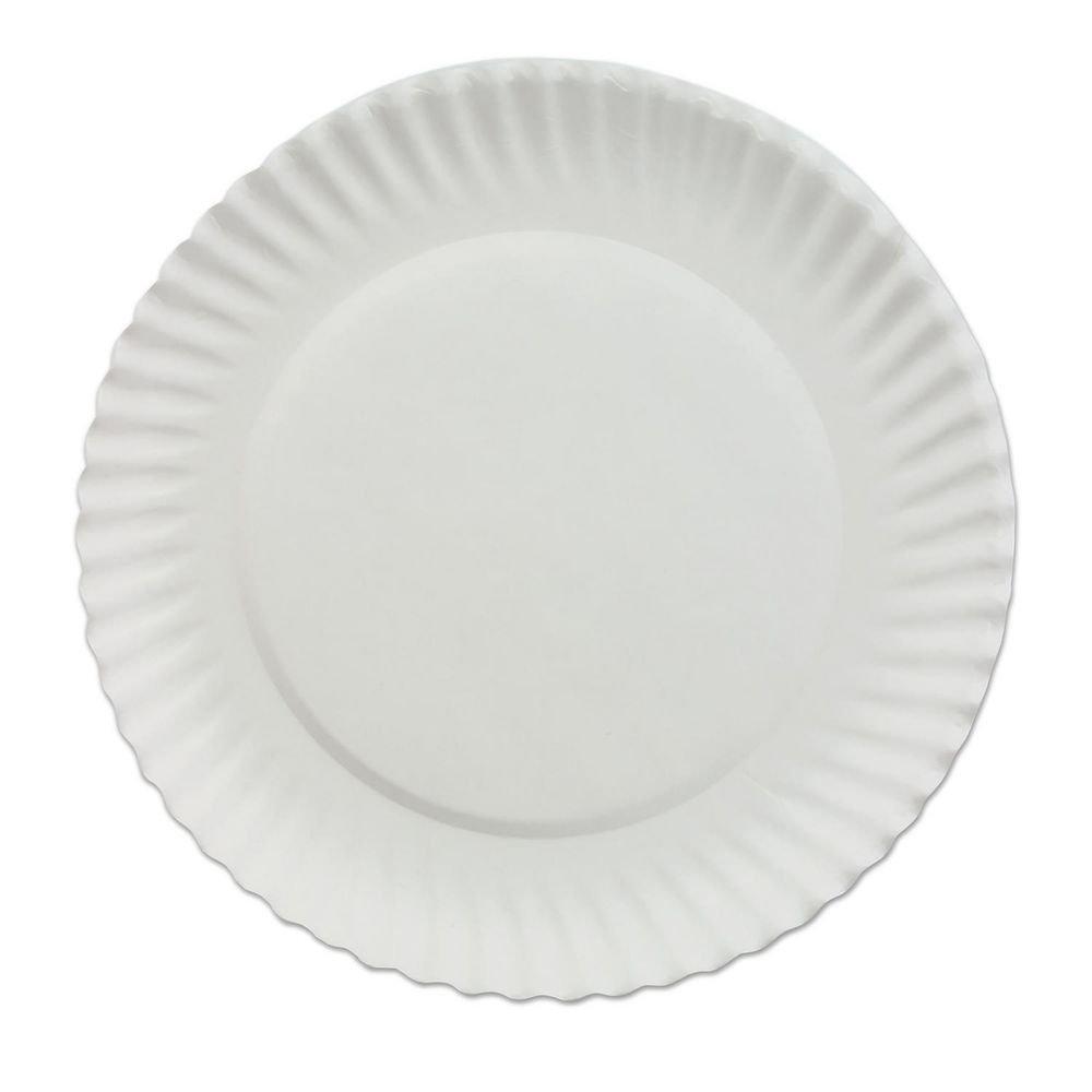 AJM White Paper Plate with Green Label in White (Case of 100) 