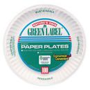 AJM White Paper Plate with Green Label in White (Case of 100) 