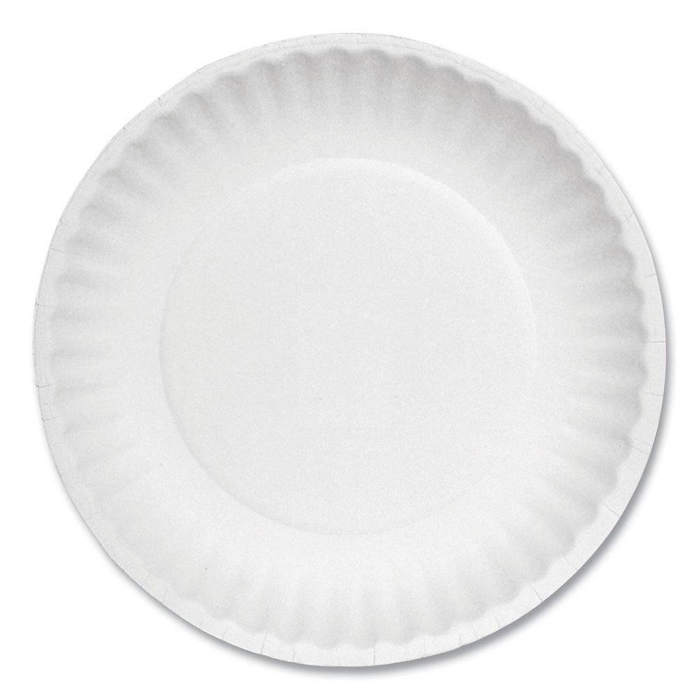 White Paper Plate with Green Label in White (Case of 100) 