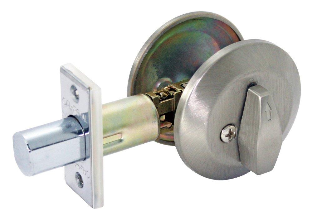 Cal-Royal Satin Nickel One Sided Deadbolt Metal-Stainless Steel 
