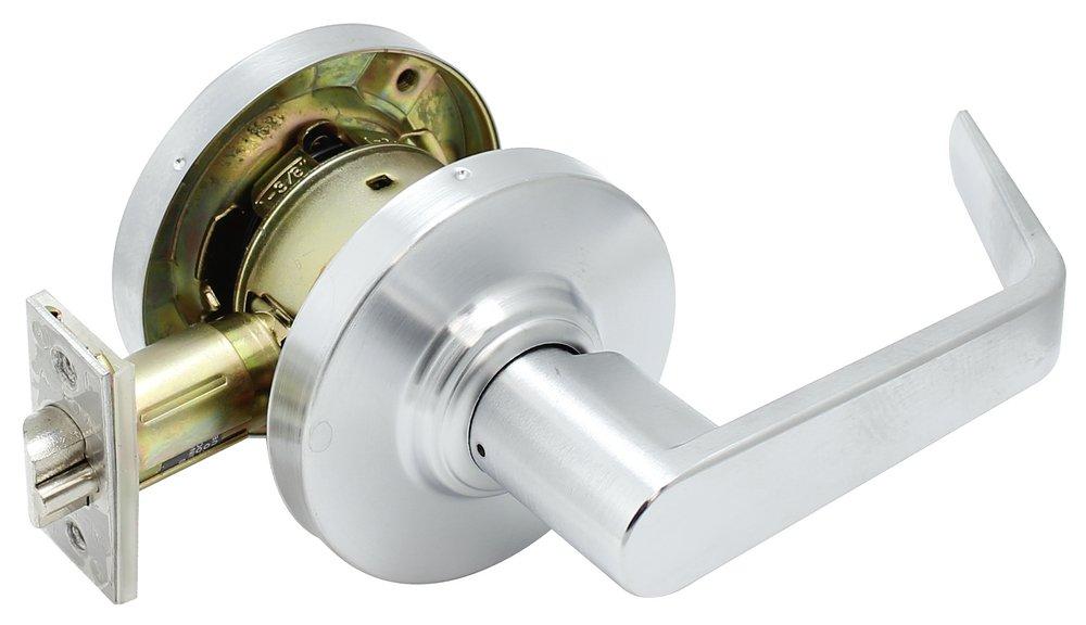 Cal-Royal Satin Chrome 2-Grade Exit Lock Leverset with Big Rose 