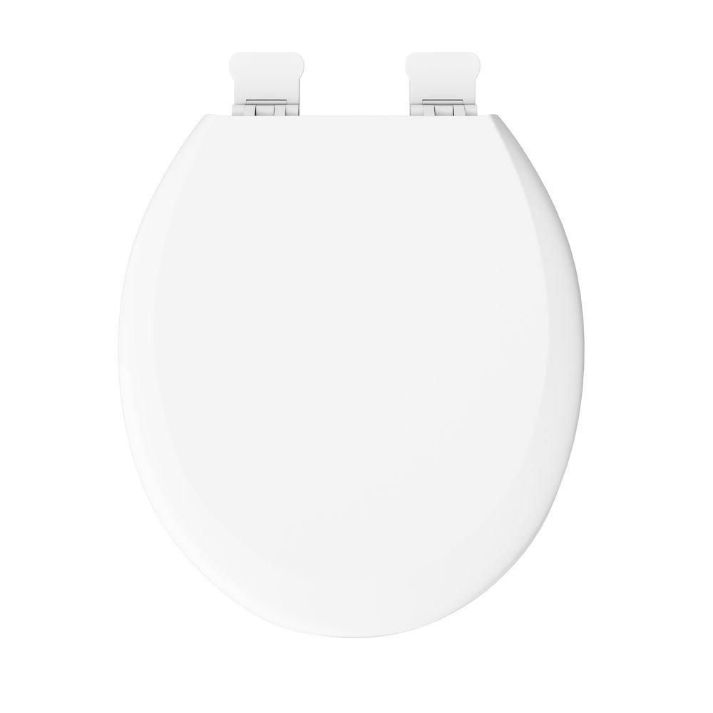 PROFLO&reg; White Plastic Round Closed Front With Cover Toilet Seat 