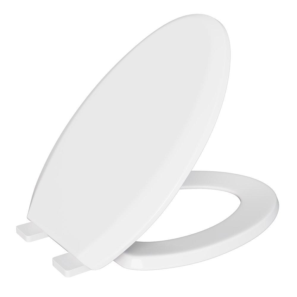 PROFLO® White Elongated Easy Clean Closed Front Heavy Duty Plastic Toilet Seat with Cover 