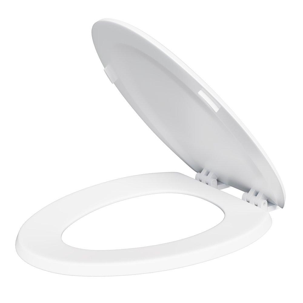 PROFLO&reg; White Elongated Easy Clean Closed Front Heavy Duty Plastic Toilet Seat with Cover 