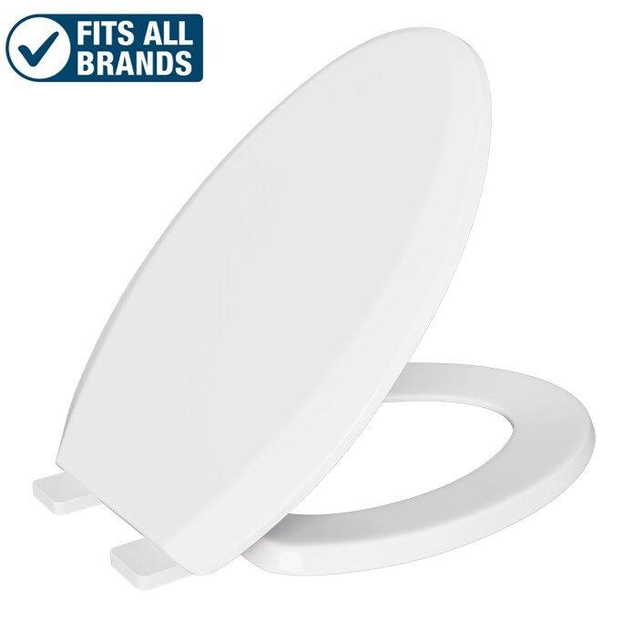 PROFLO&reg; White Elongated Toilet Seat with Easy Clean 