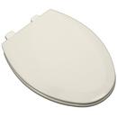 Elongated Easy Clean Closed Front Heavy Duty Plastic Toilet Seat with Cover in Biscuit
