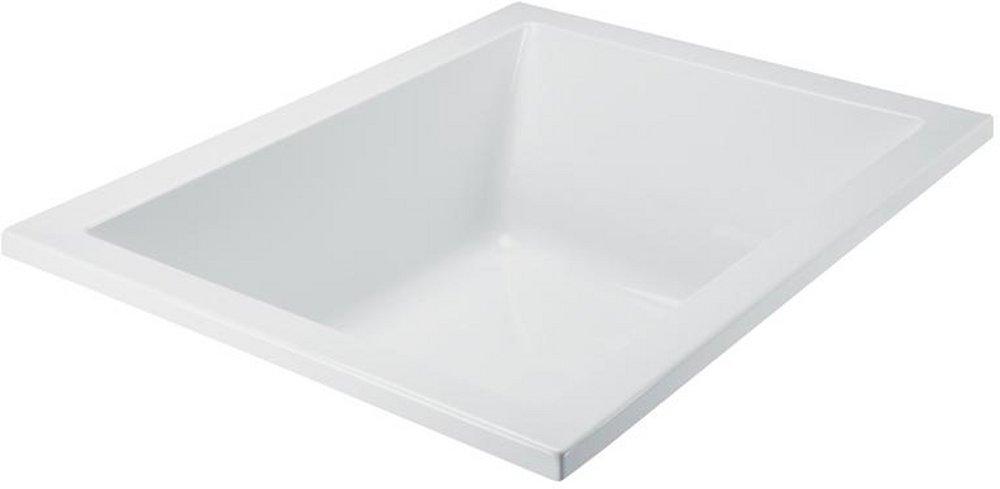 White 54 x 42-1/8 in. Soaker Drop-In Bathtub with Right Drain 